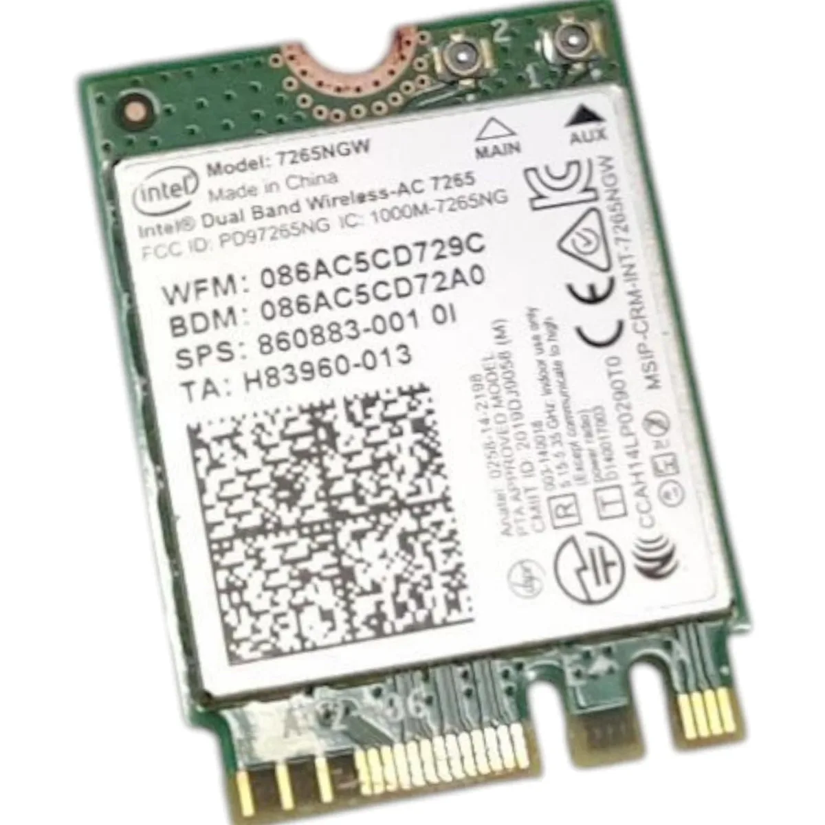 Intel Intel Dual Band Wireless-AC 7265 802.11ac 2x2 Bluetooth 4.0 (7265NGW) — product photo