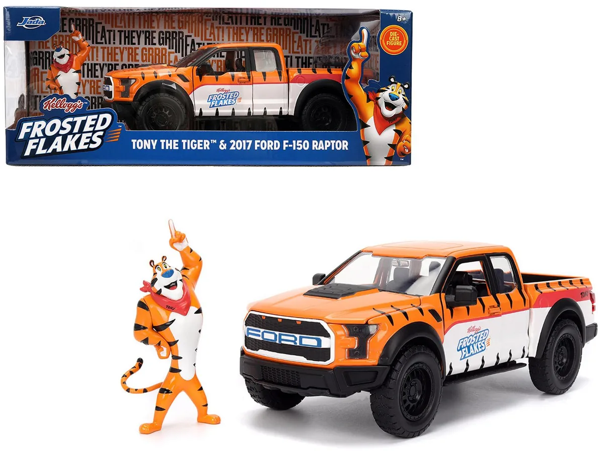 Jada Jada 35470 1/24 Scale 2017 Ford F-150 Raptor Frosted Flakes with Tony the Tiger Figure Hobby Collectible — product photo