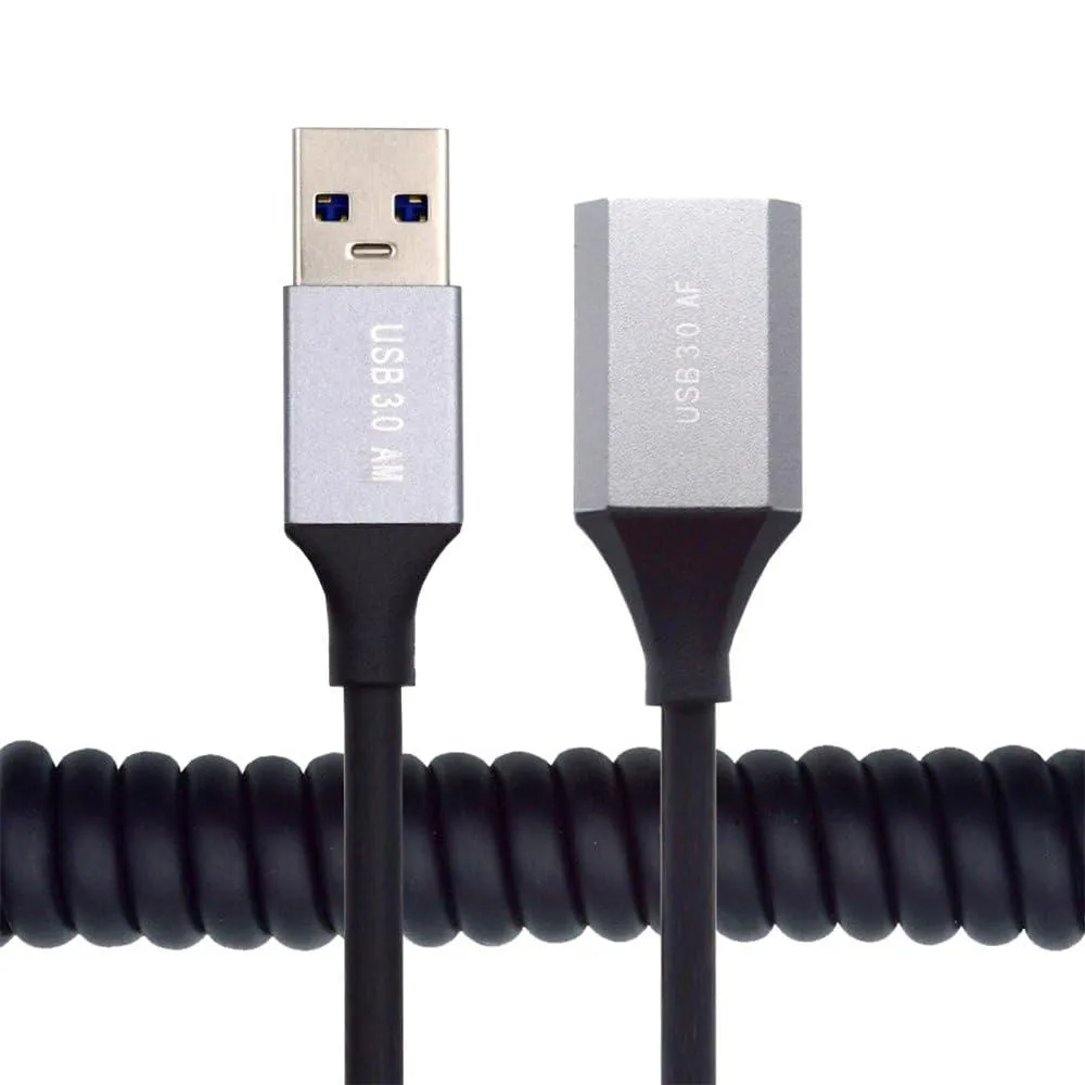 LORDWORLD LORDWORLD Coiled USB 3.0 Type-A Male to Female Extension 100cm — product photo