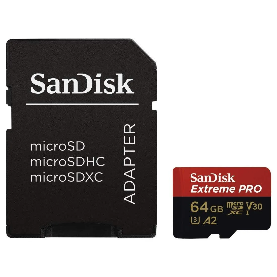 SanDisk SanDisk Extreme Pro 64GB microSDXC UHS-I U3 A2 V30 Red Adapter — product photo