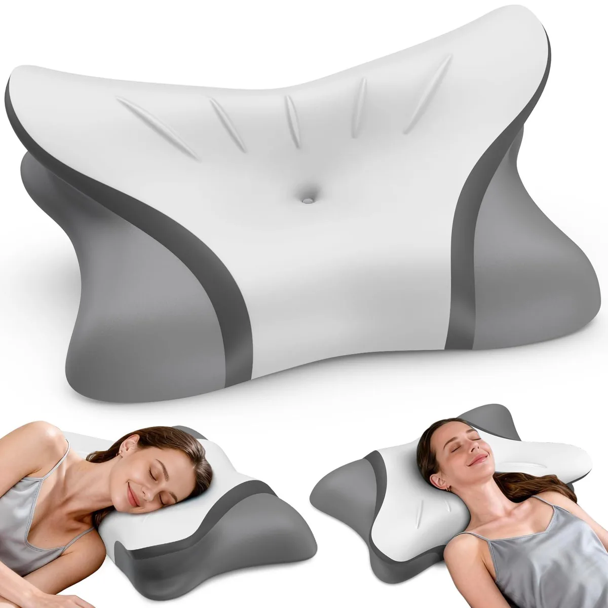 Black ergonomic memory foam neck pillow, small size, pack of ten