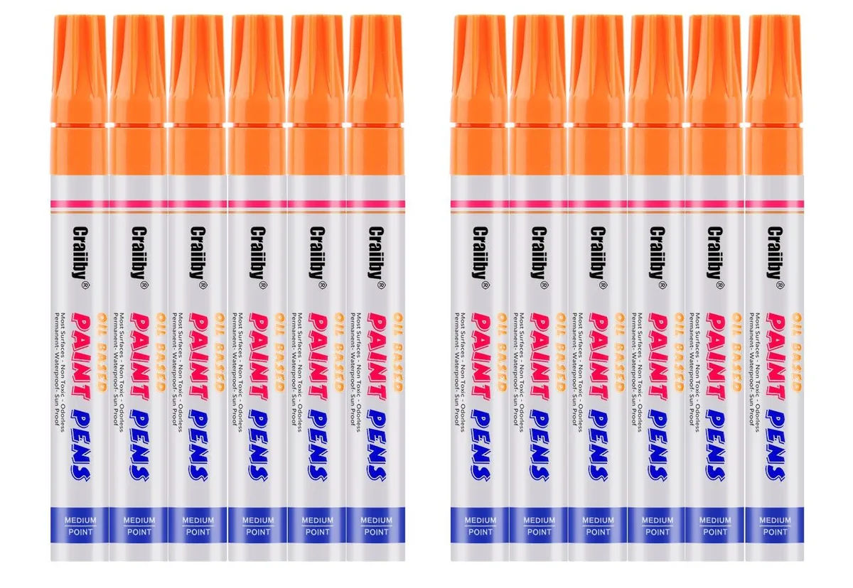 Orange Paint Markers 12 Pack Oil-Based Waterproof Permanent Paint Pen Set — product photo