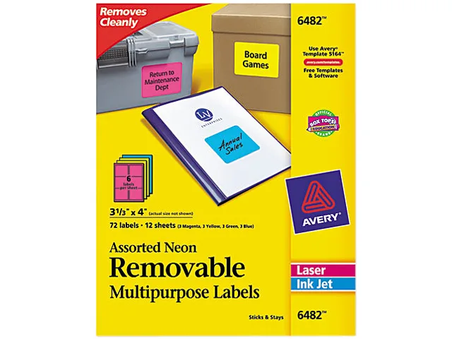 Avery Avery 6482 High-Visibility Removable ID Labels 72/Pack — product photo