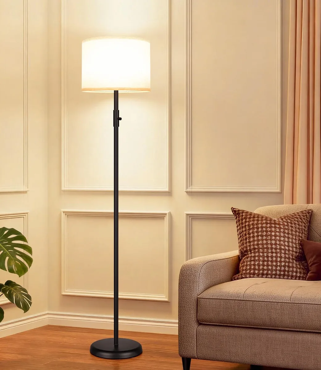  Yemela Dimmable Floor Lamp 1000 Lumens 3000K Black Linen Shade — product photo