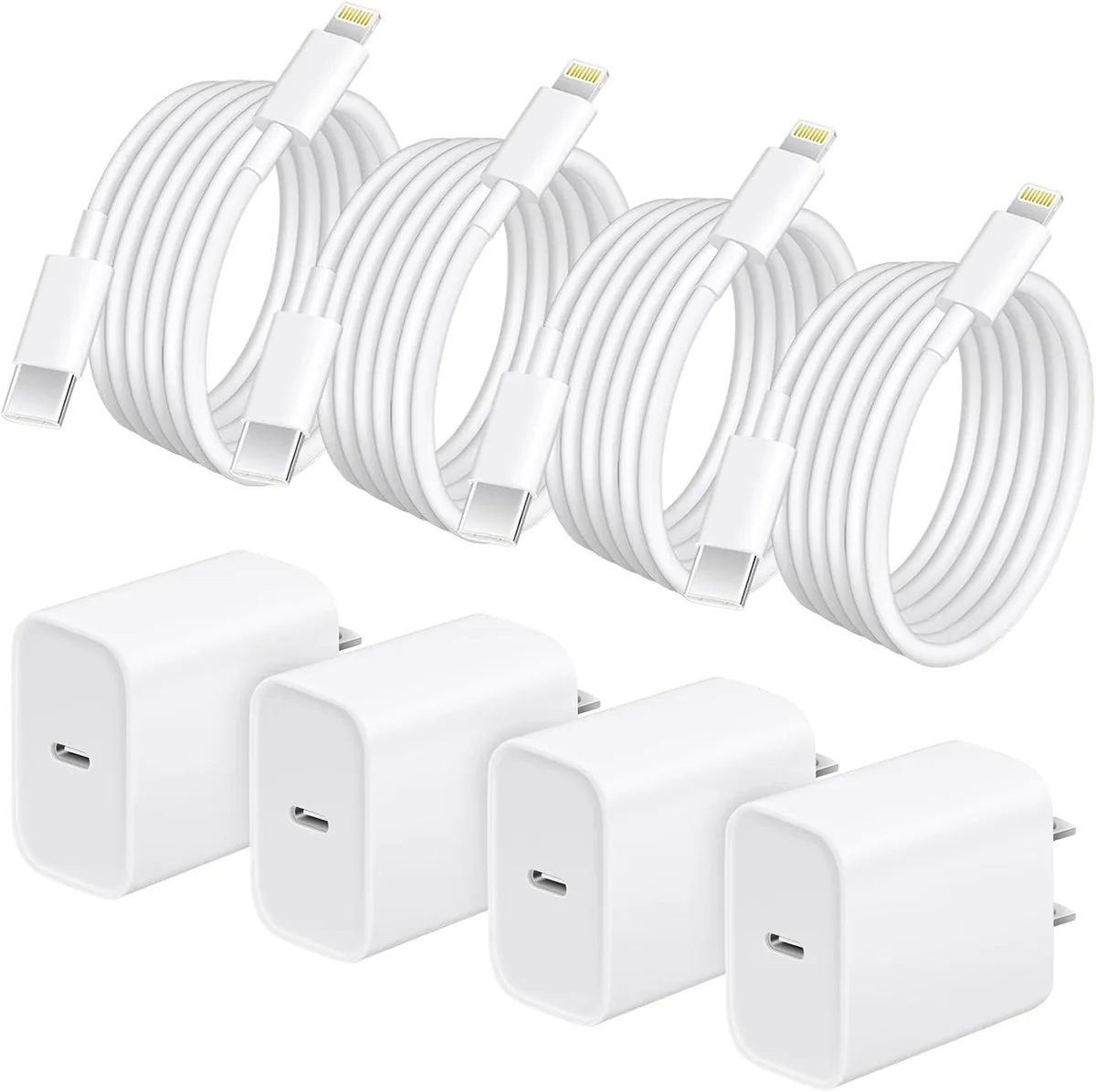 ONITOON ONITOON 20W USB-C Wall Charger 4-Pack with 6ft Cable for iPhone 14 13 12 11 — product photo