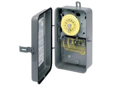 Grey steel enclosure electromechanical timer switch with dial