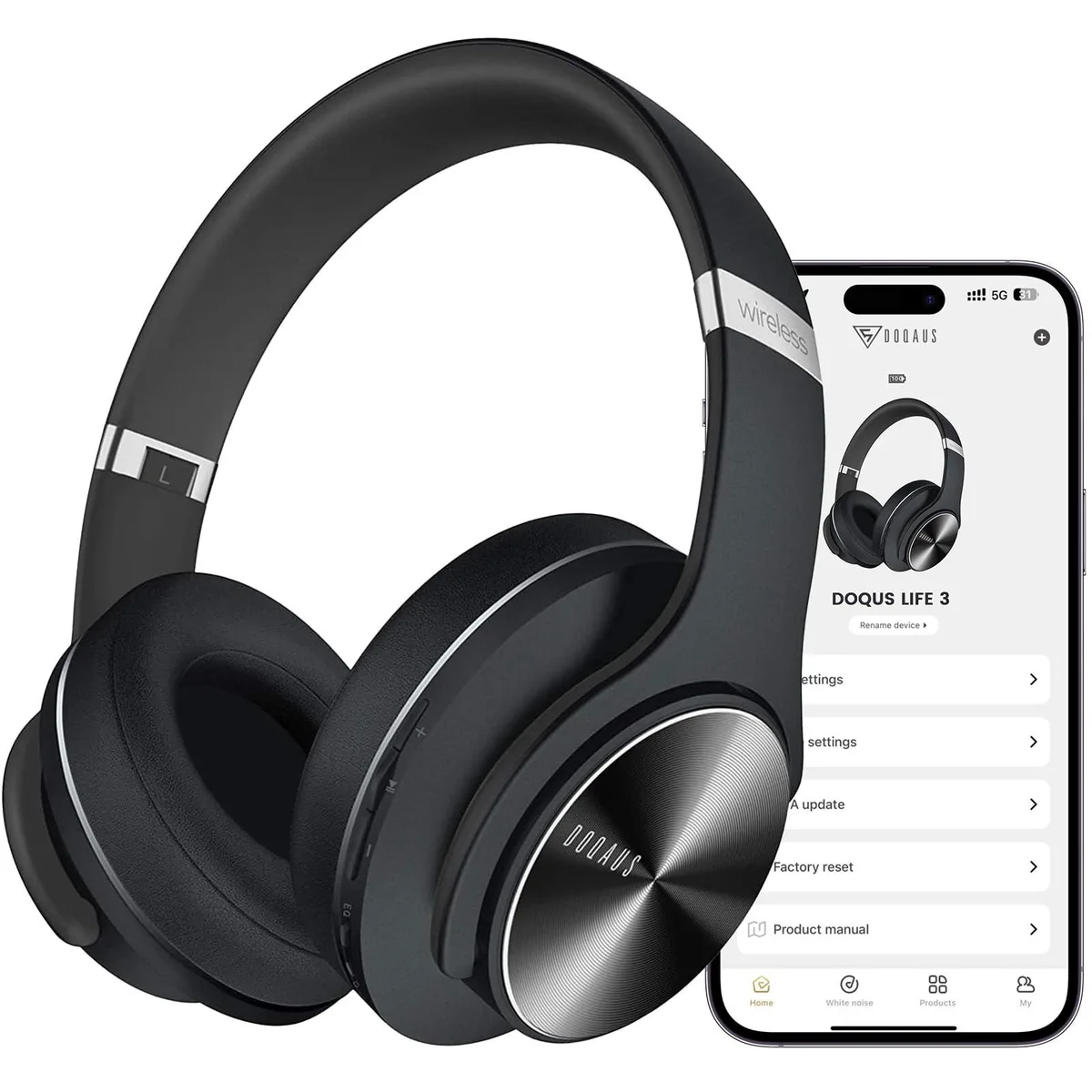  DOQAUS LIFE 3 Over-Ear Headphones Bluetooth 5.4 90H 9 EQ — product photo