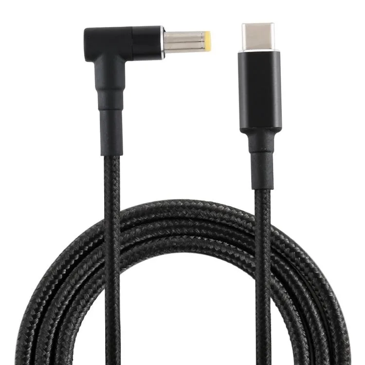 eForChina eForChina 100W 5.5 x 2.5mm Elbow Male to USB-C Male Nylon Power Cable 1.7m — product photo