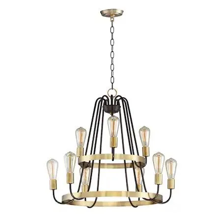 Maxim Maxim 11737OIAB Haven 9-Light 27" Chandelier Oil Rubbed Bronze Antique Brass — product photo