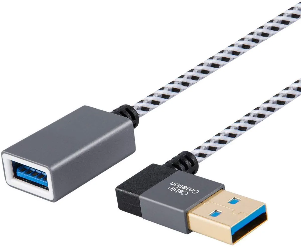 CableCreation CableCreation 2 Pack USB 3.0 Right Angle Extension Cable 1 FT Space Grey — product photo