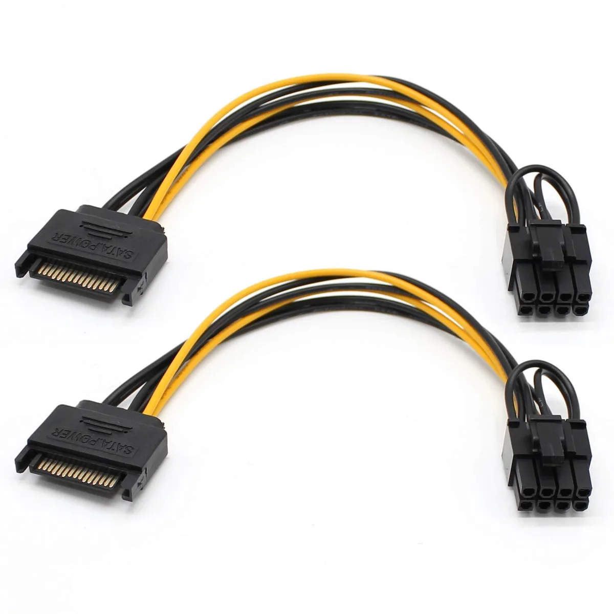 Vszerda Vszerda 8 Pin PCIe to 15 Pin SATA Power Cable 20cm 2 Pack — product photo