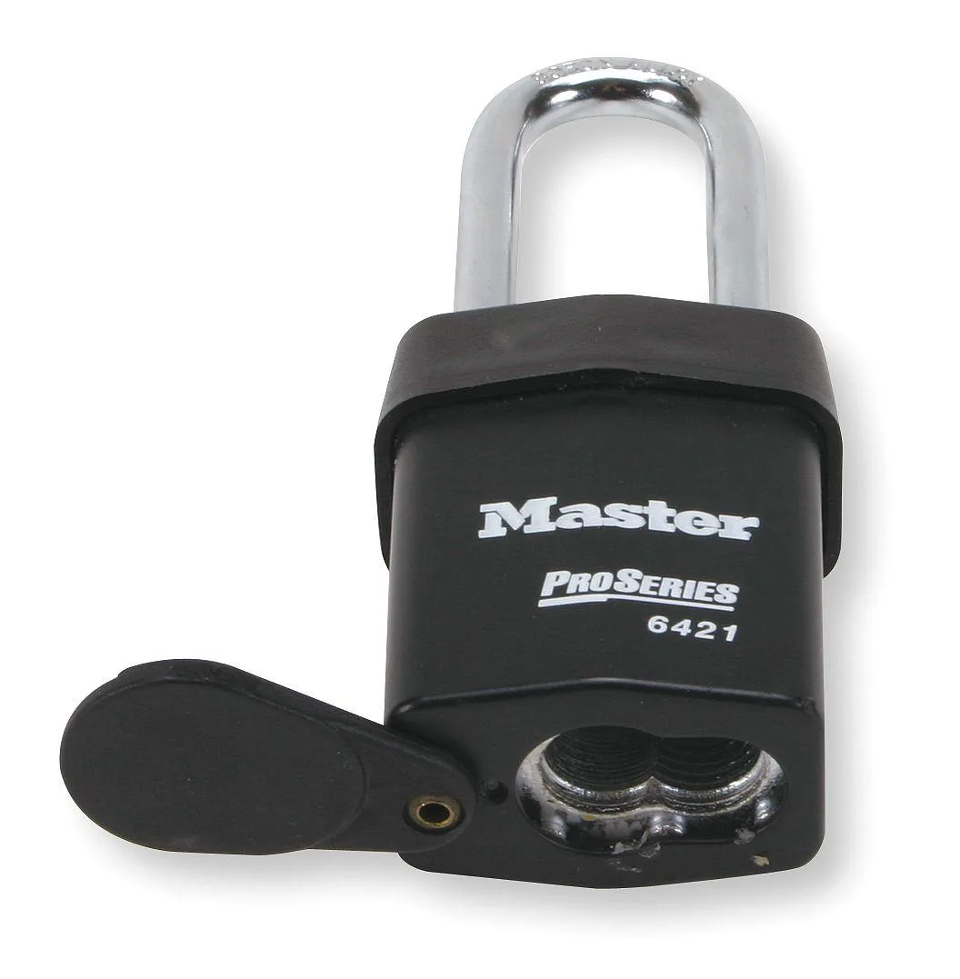 Black rectangular steel padlock with laminated finish and 2-1/2 inch boron shackle