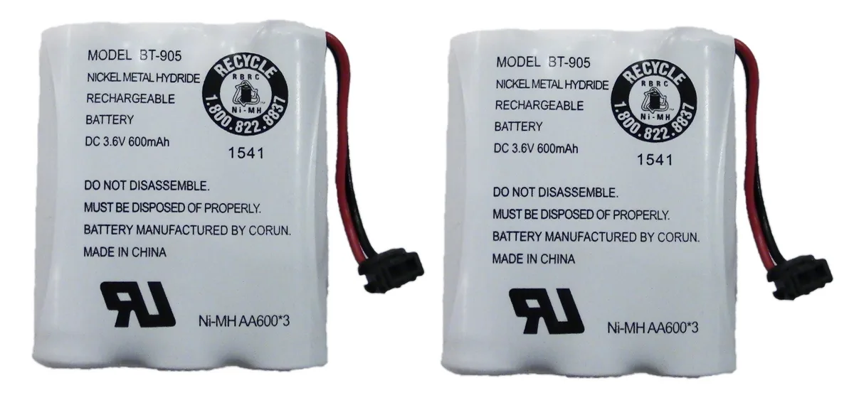 Uniden Uniden BT-905 3.6V 600mAh NiMH cordless handset battery 2-pack — product photo
