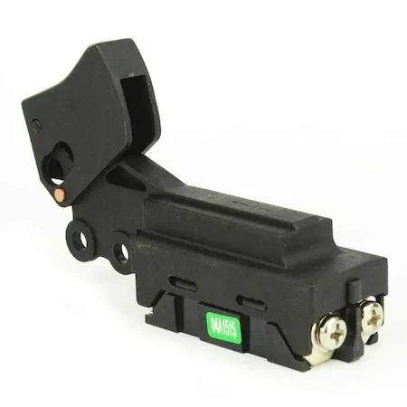 Small rectangular trigger switch with plastic housing and metal terminals
