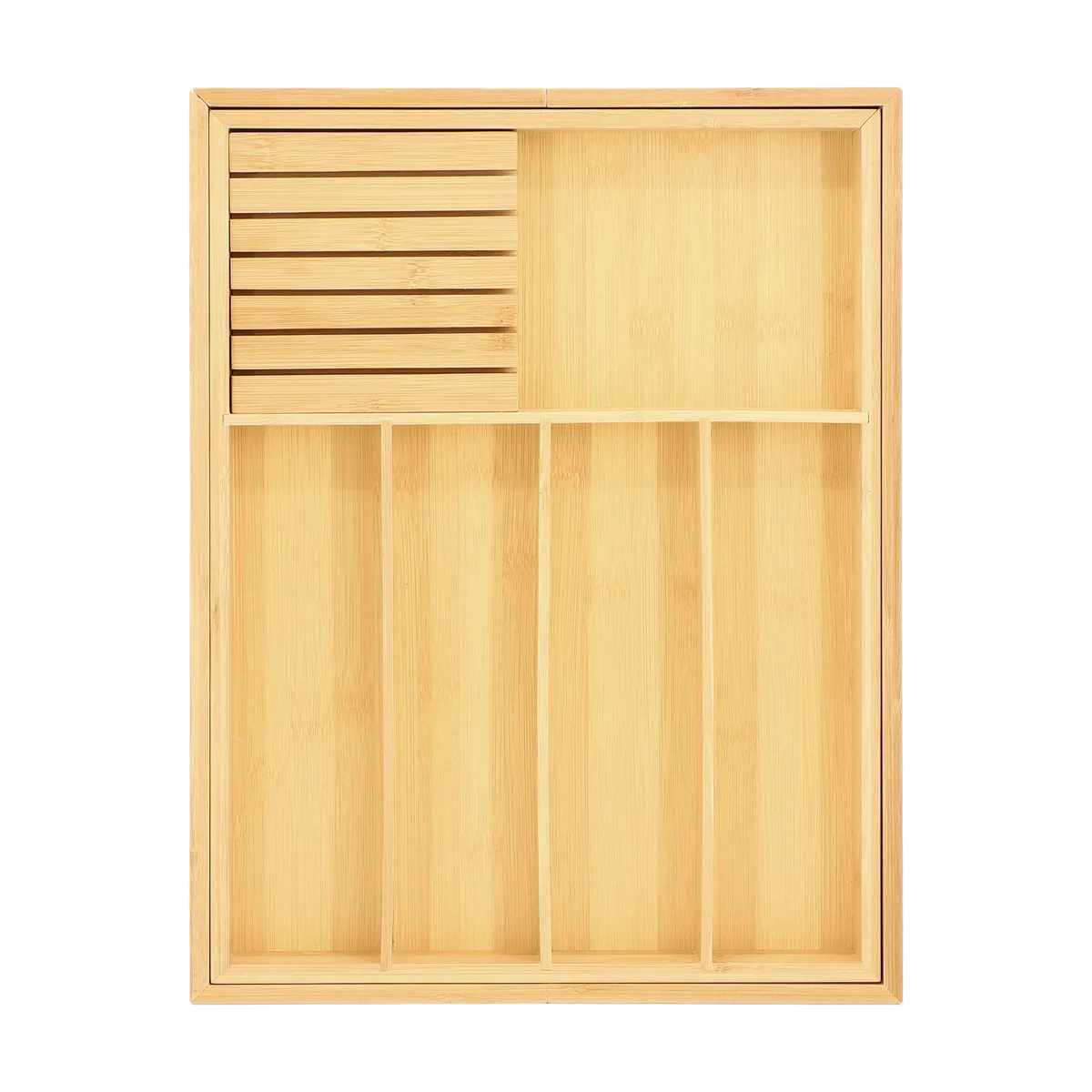 MegaChef MegaChef Adjustable Bamboo Drawer Organizer with Removable Knife Block — product photo