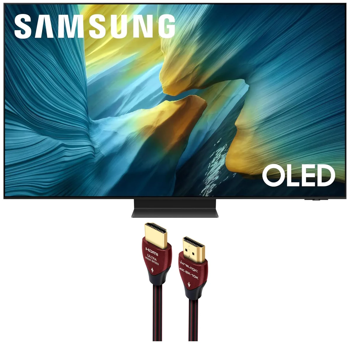 SAMSUNG SAMSUNG QN65S95FAFXZA 65" OLED 4K 120Hz Smart TV + WireLogic Ruby 8ft HDMI Cable — product photo