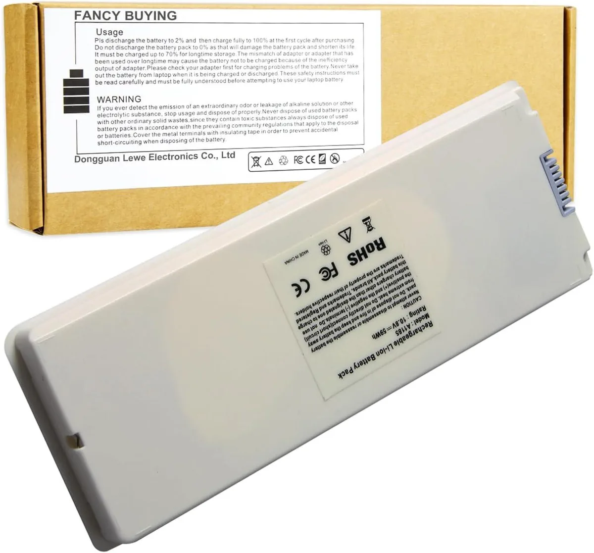 PISKEKAT PISKEKAT A1185 laptop battery 10.8V 59Wh 6 cell white — product photo