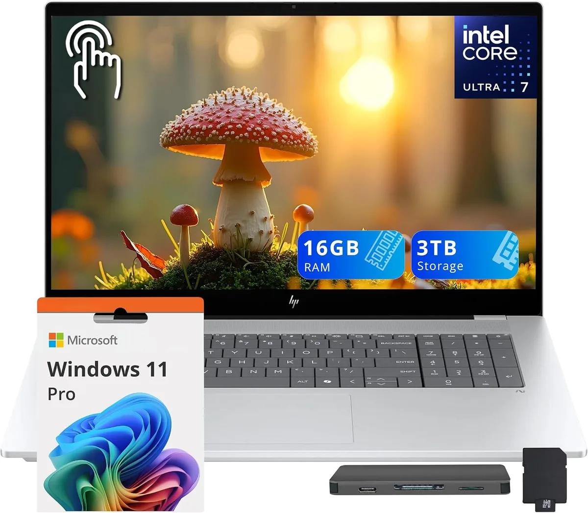 HP HP OmniBook X 17.3" FHD Touchscreen Business Laptop Core Ultra 7 256V 16GB 2TB SSD+1TB Dock Silver — product photo