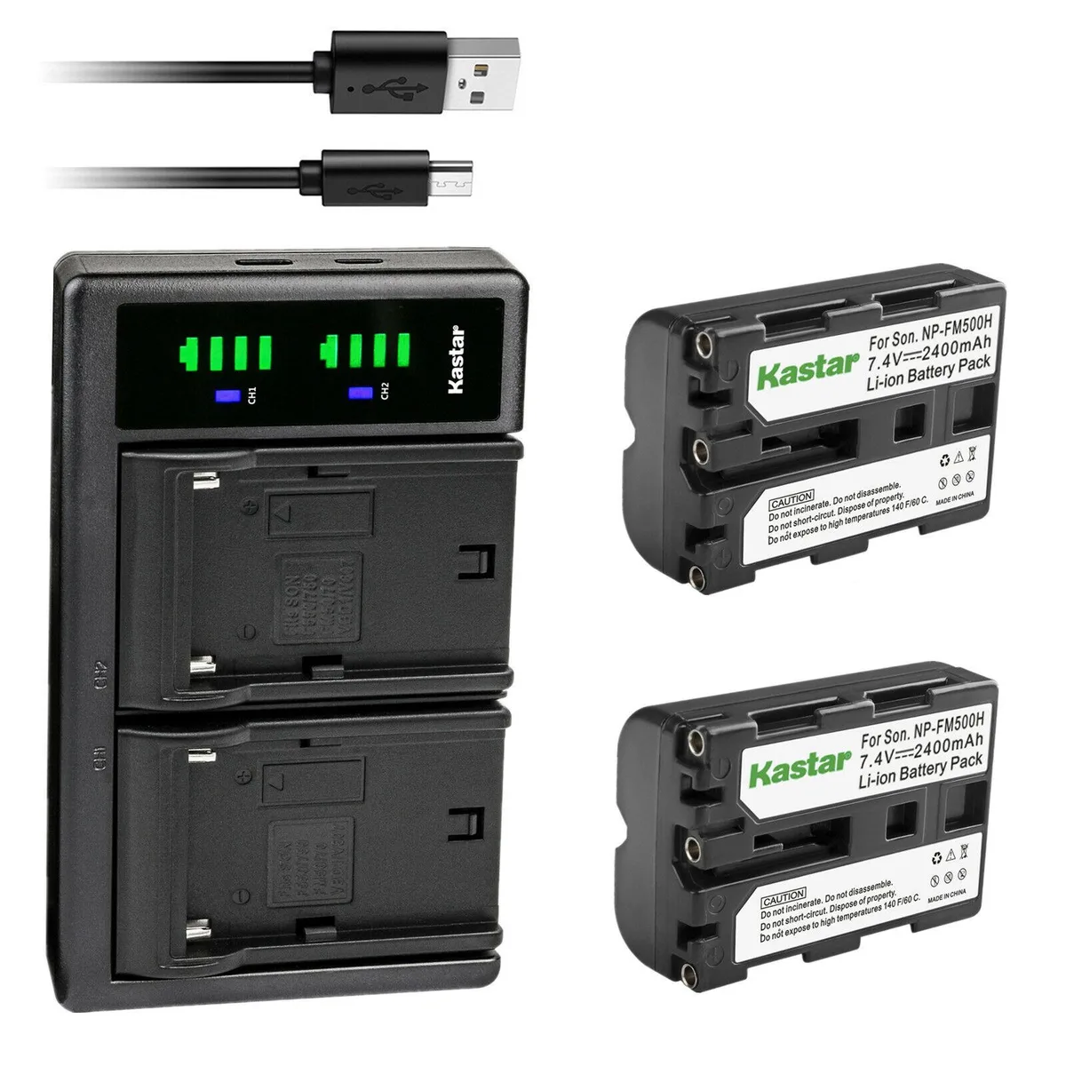 Kastar Kastar 2-Pack NP-FM500H Battery &amp; LTD2 USB Charger — product photo