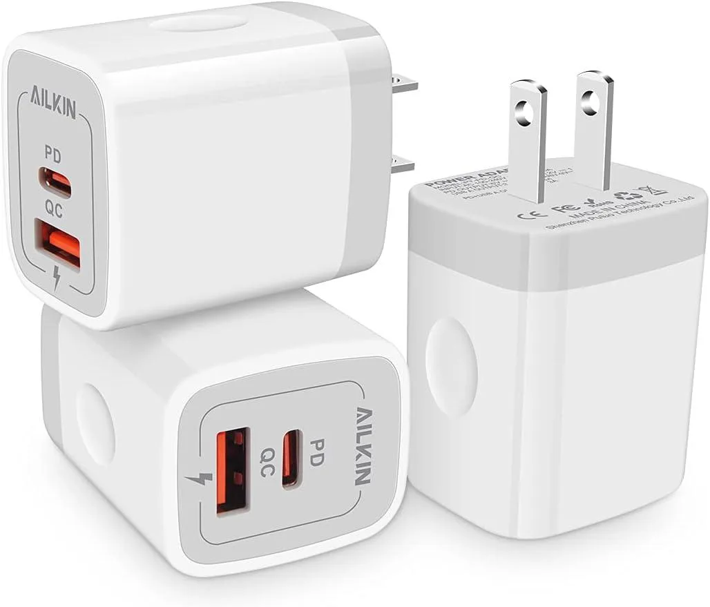 PISKEKAT PISKEKAT 3Pack 20W USB-C + USB-A Wall Charger — product photo