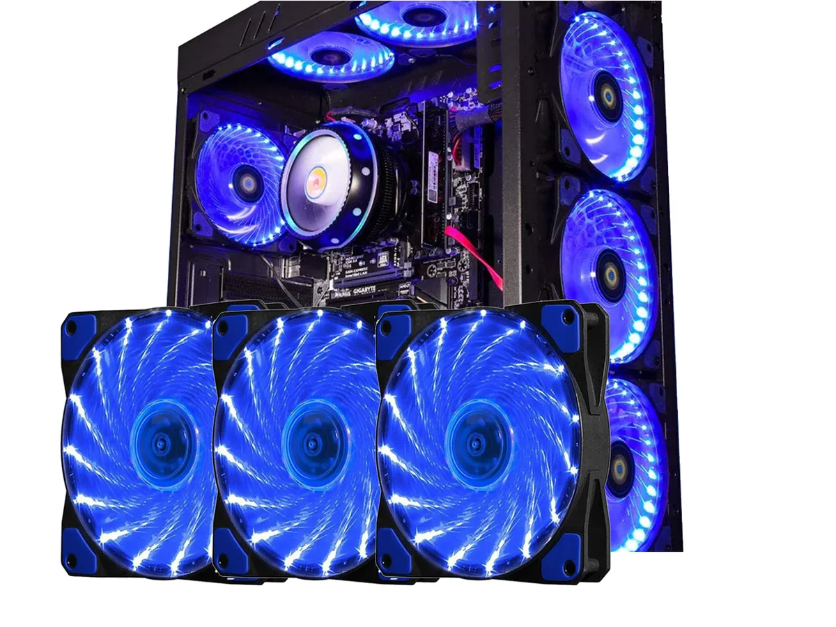 sakose sakose 12025-LED 120mm case fan 3-pack 15 LEDs 16dB 1100RPM — product photo