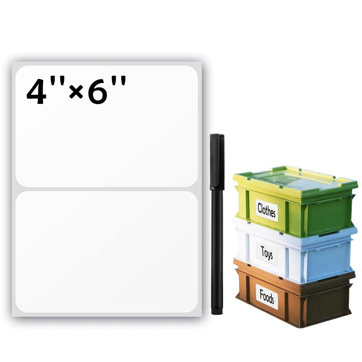  JIEHENG LargeLabels White Removable Labels 100 Pcs 4x6 Inch — product photo