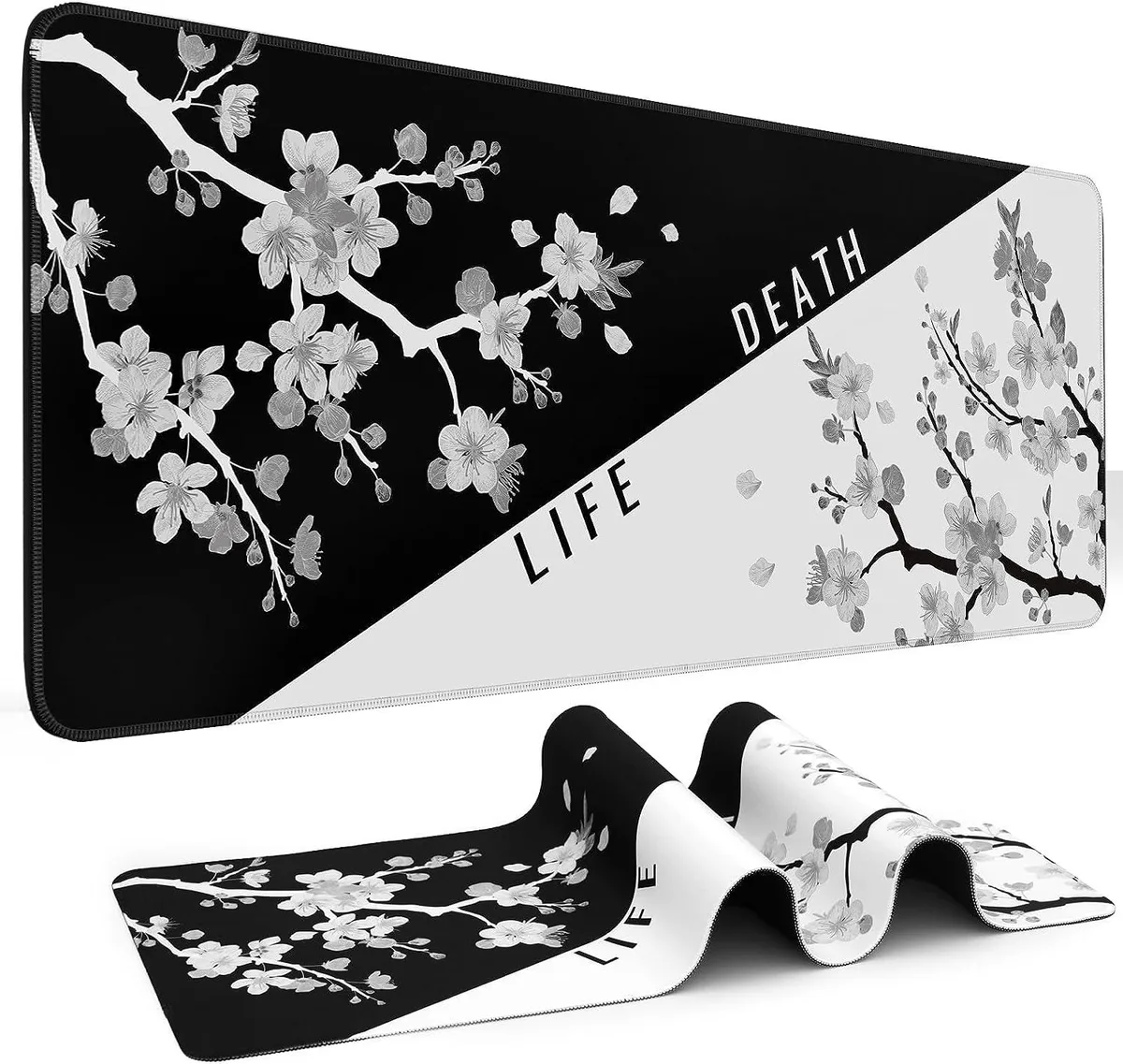 Fanstel Fanstel Mouse Pad 31.5 x 11.8in Black White Cherry Blossom Anime — product photo