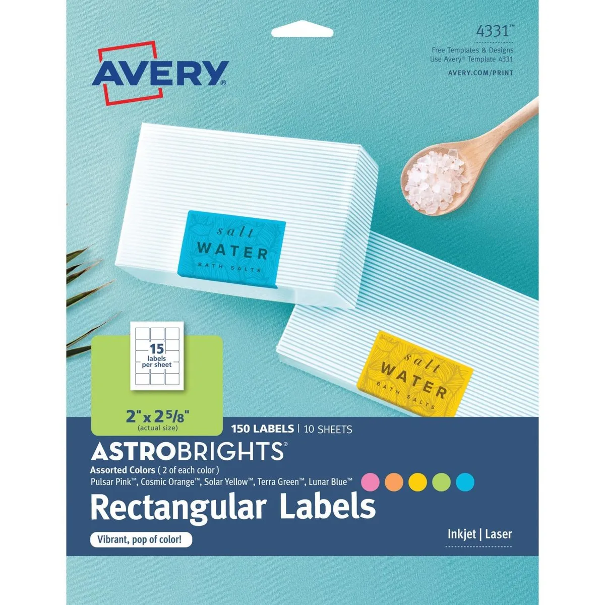 Avery Avery 4331 Astrobrights Easy Peel Labels Assorted 150 Pack — product photo