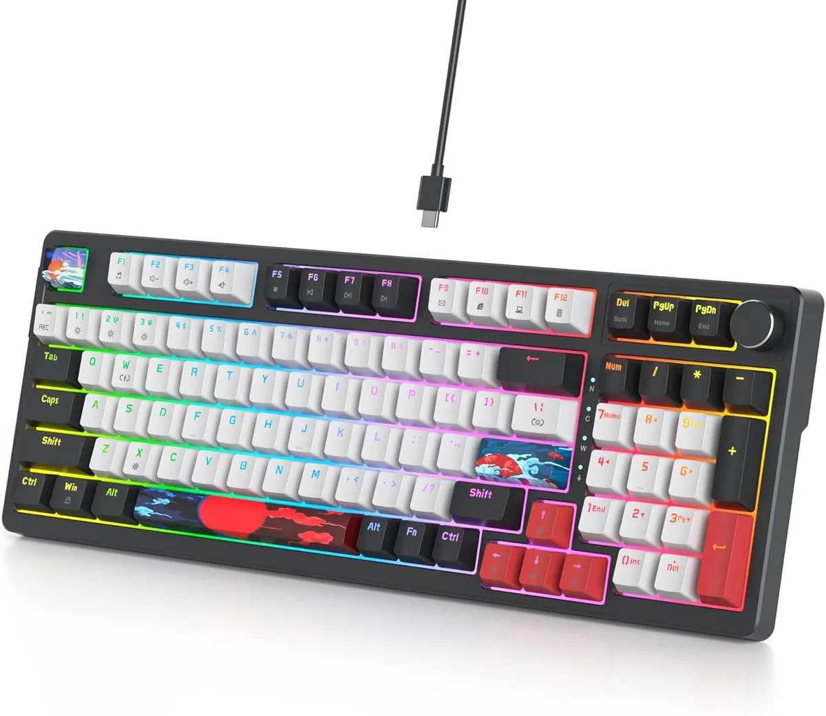 TUKO TUKO 96% Hot-Swappable Gasket Gaming Keyboard White 98-Key Rotary Knob — product photo