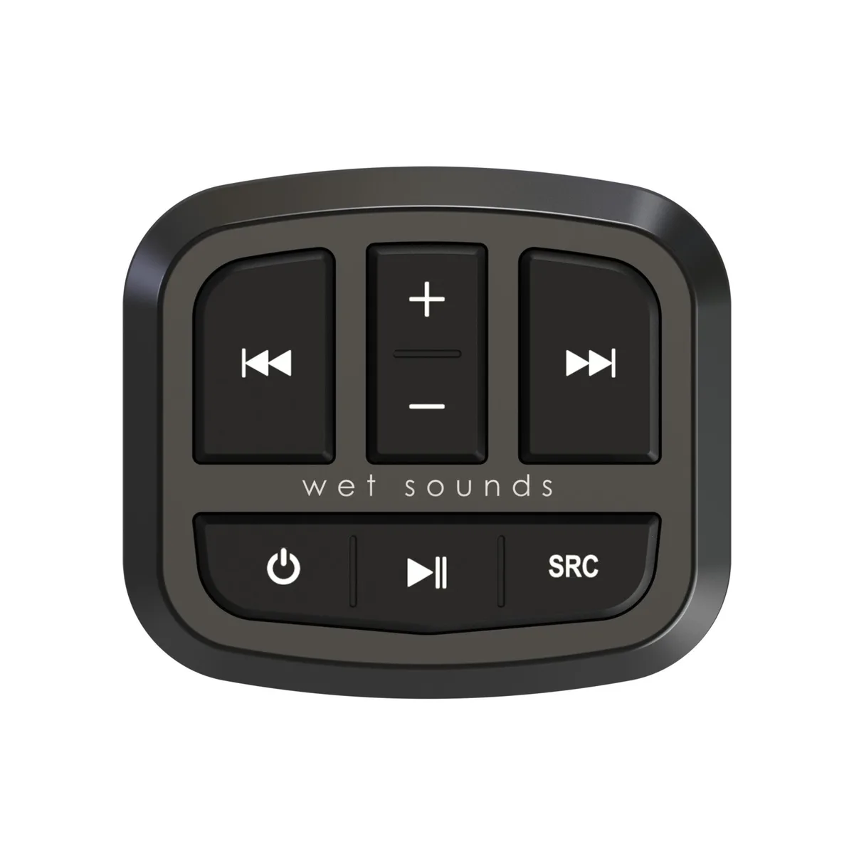 Compact round marine remote with backlit keypad, IPX7 rated, 2.75 inch face diameter, 1.75 inch mounting depth