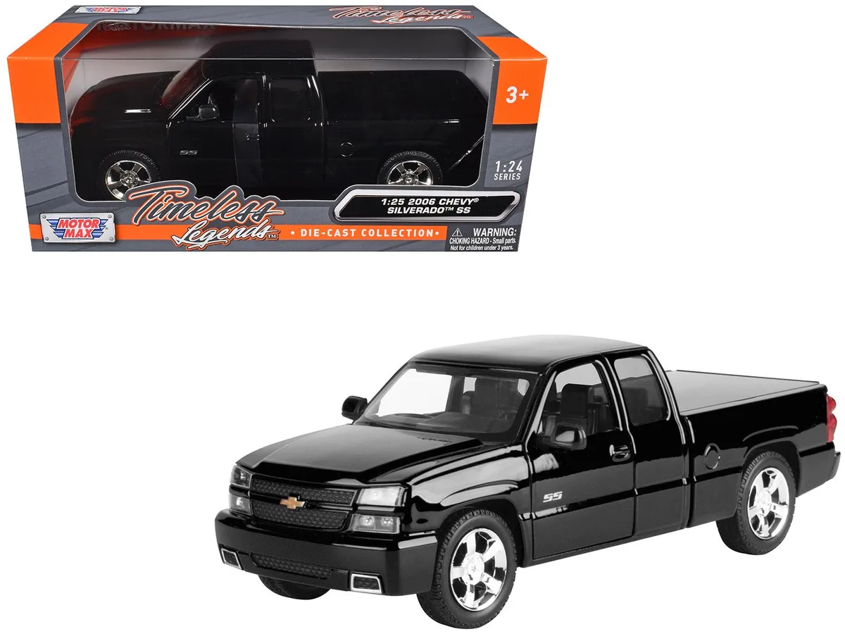 MOTORMAX MOTORMAX 2006 Chevrolet Silverado SS Pickup Truck Black Timeless Legends 1/25 Diecast — product photo