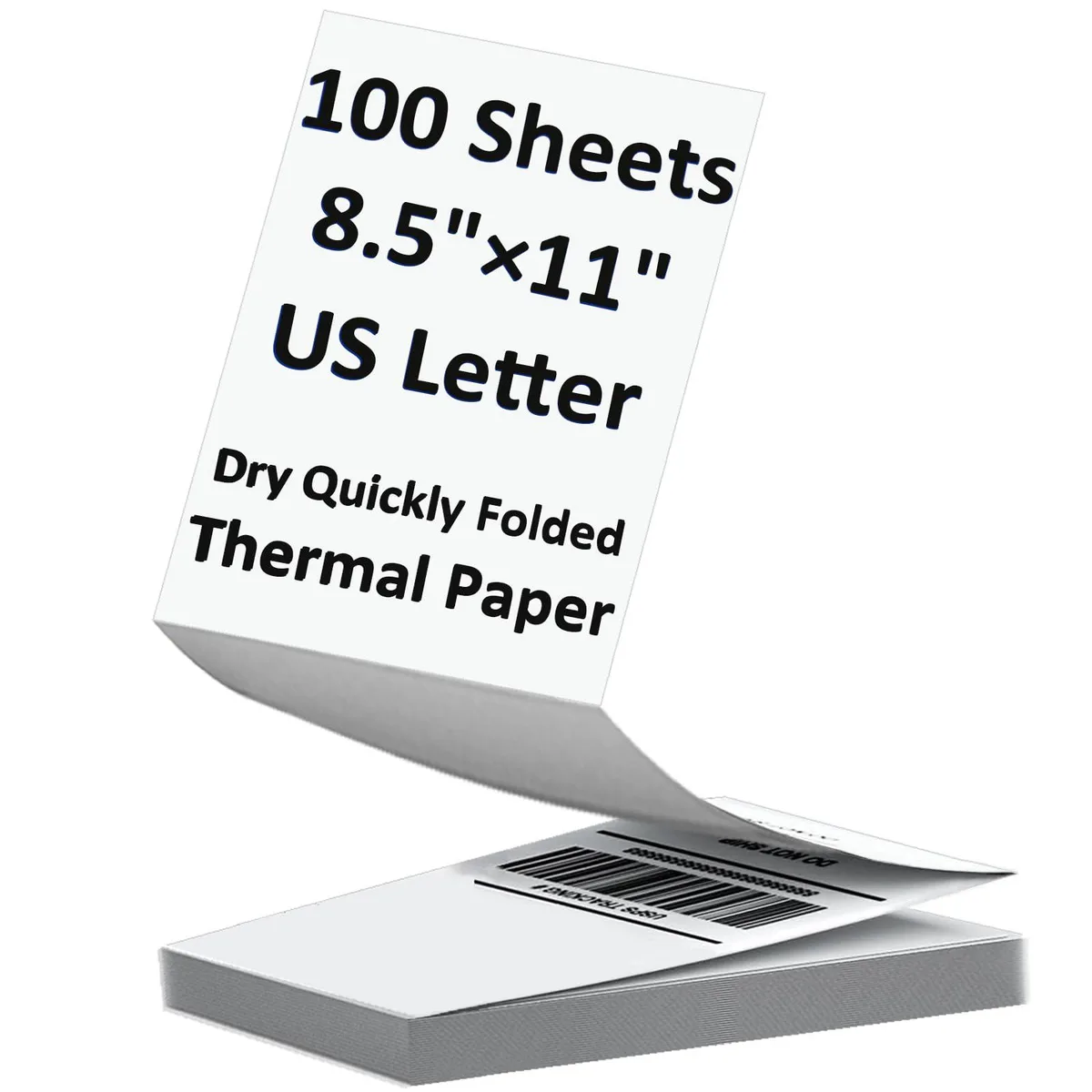 White matte thermal paper sheets, letter size, continuous folding, 100 pack
