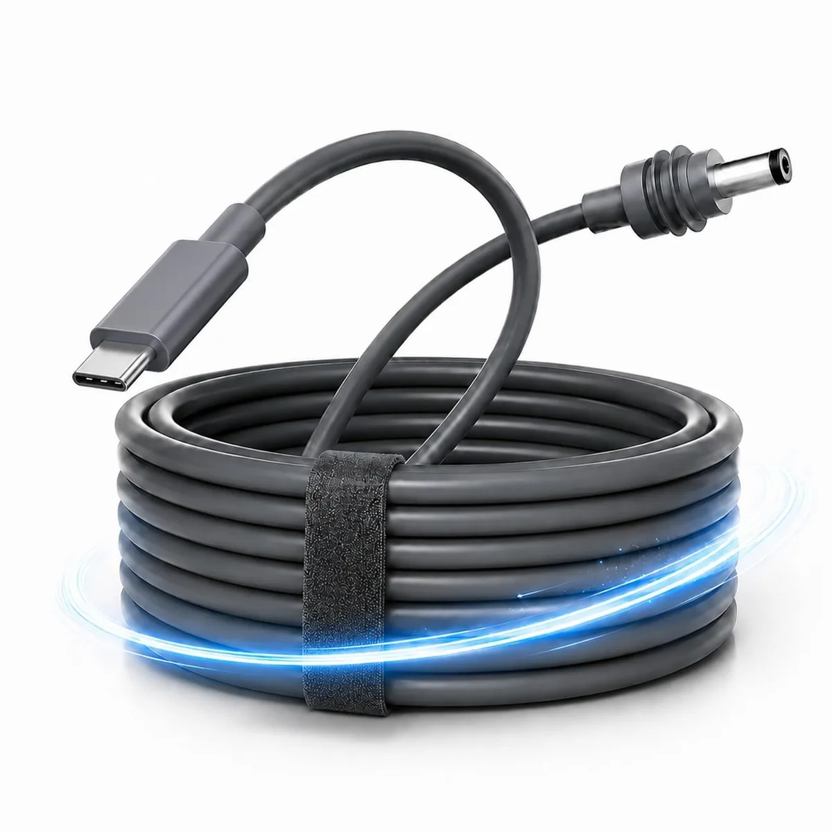  Thergoni 35 36 TYPE C 10FT USB-C to DC Cable 10ft 18AWG 20V PD 100W Gray — product photo