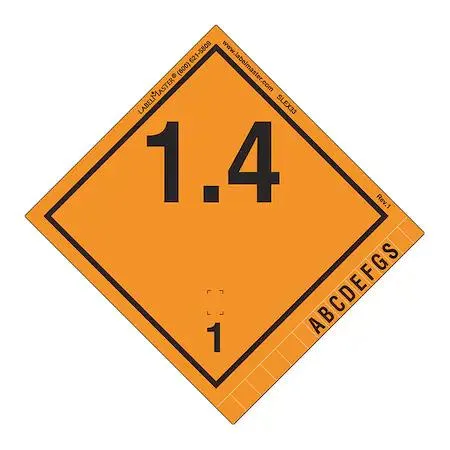 Rectangular vinyl label reading Explosive 1.4, pack of 500