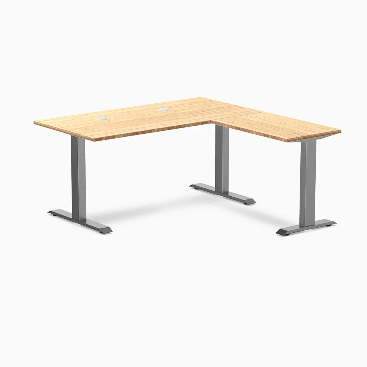 Desky Desky Zero Bamboo L-Shape Office Desk Bamboo Space Gray 60 x 30 x 62 x 20 in with Grommets — product photo