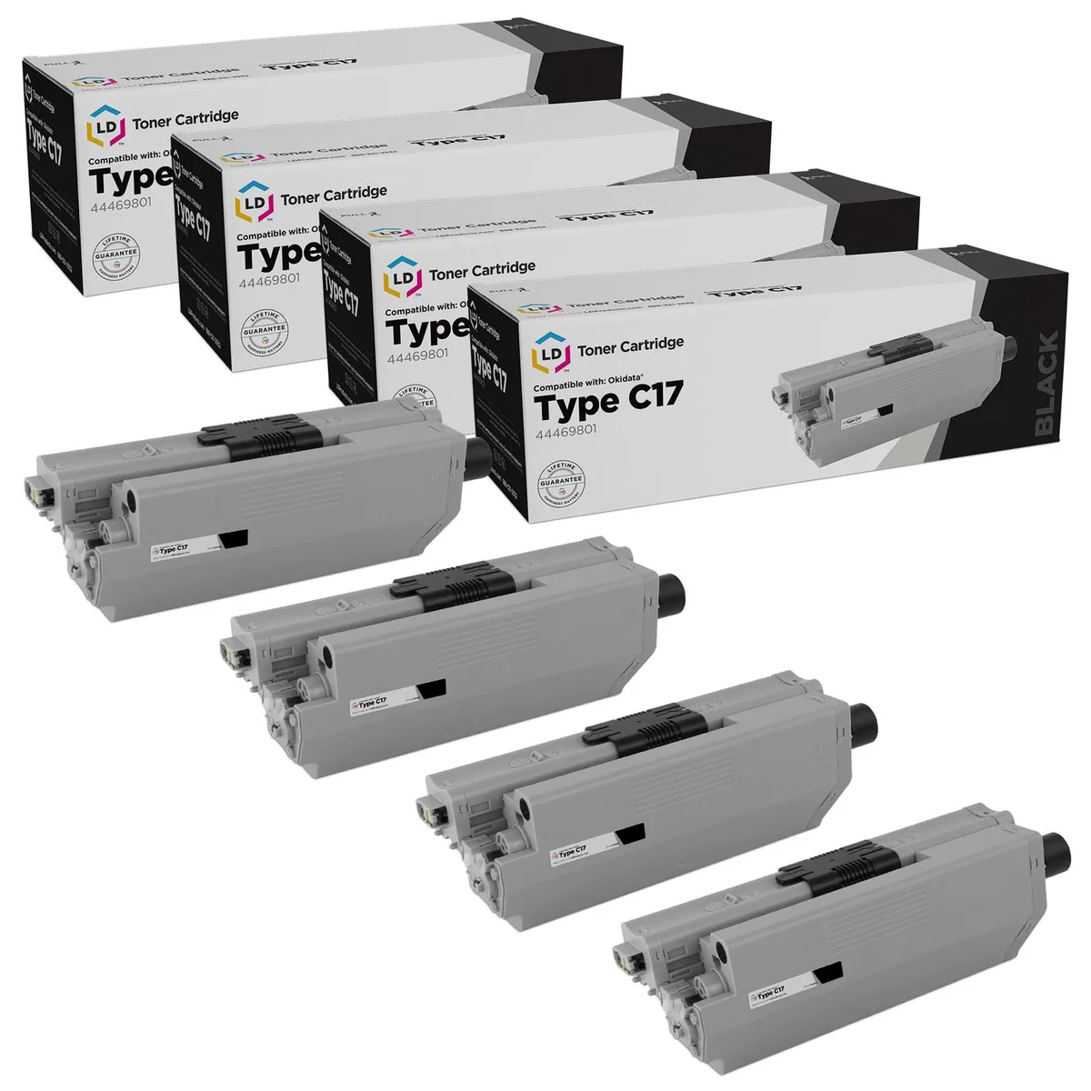 LD Products LD Products Compatible Toner Cartridge 44469801 Type C17 Black 4-Pack — product photo