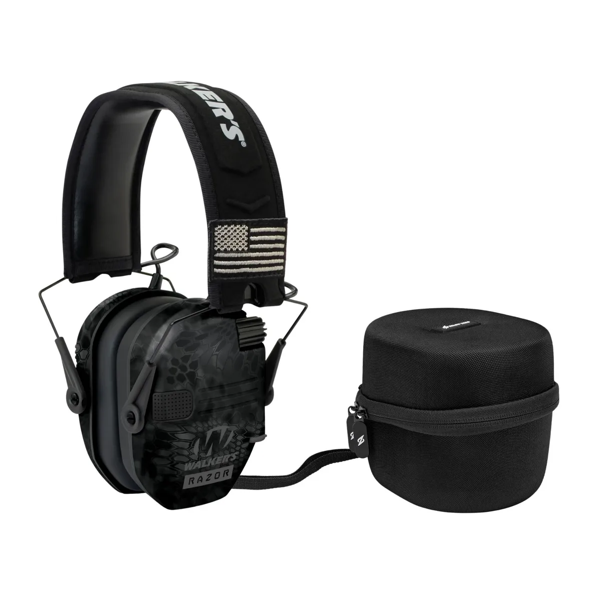 Walkers Walkers Razor Patriot Series Electronic Muffs Kryptek Camo with Case — product photo