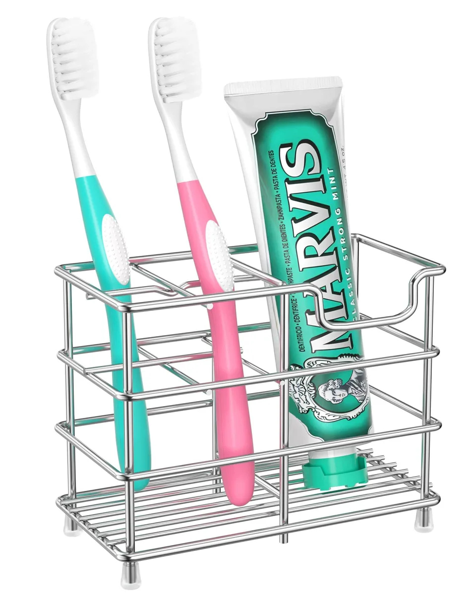 Lavish Home 8541790662 Bath Toothbrush Holder 5 Slots Stainless Steel White 15 — product photo