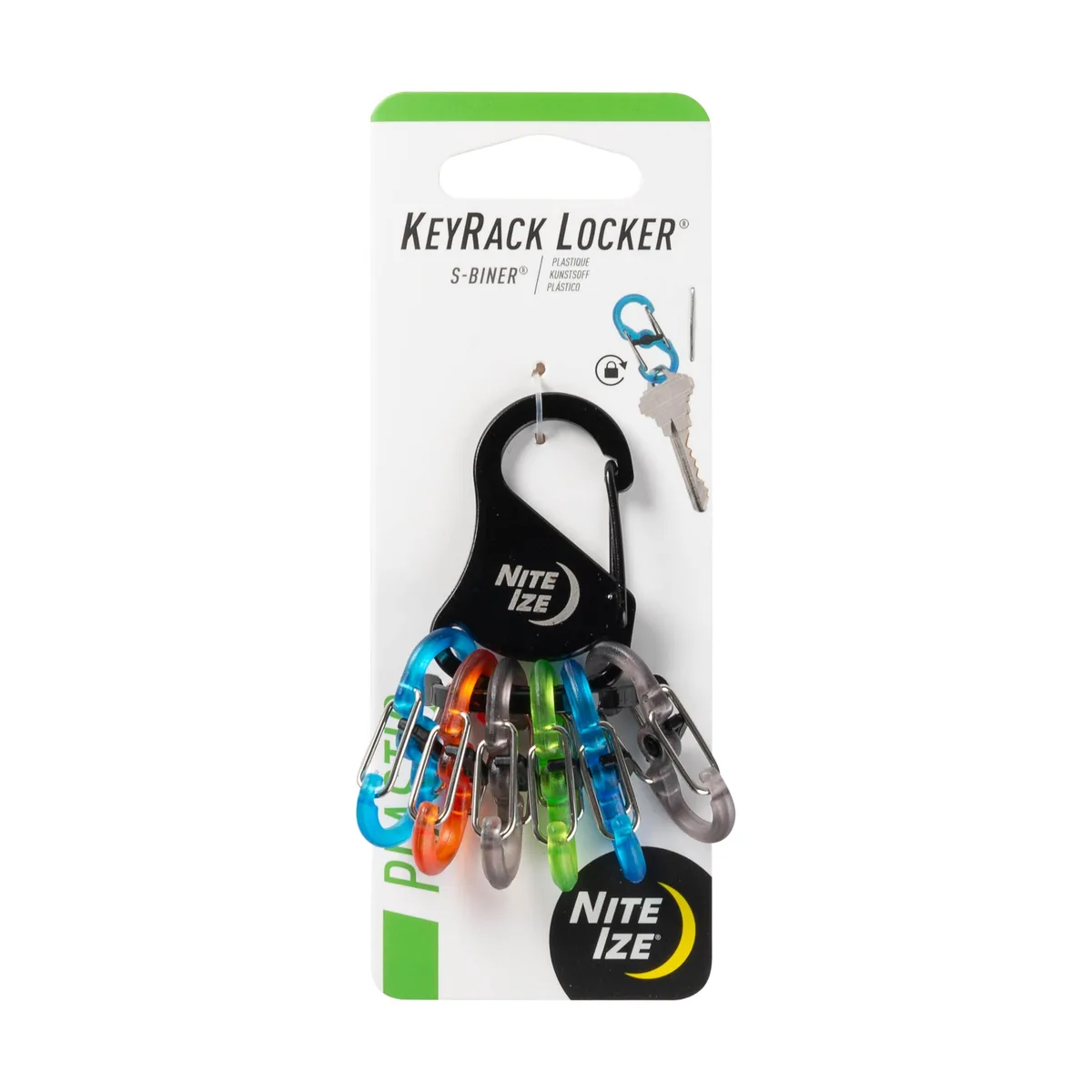  Nite Ize KeyRack Locker Stainless Steel with 6 S-Biners Black KLKP-01-R3 — product photo