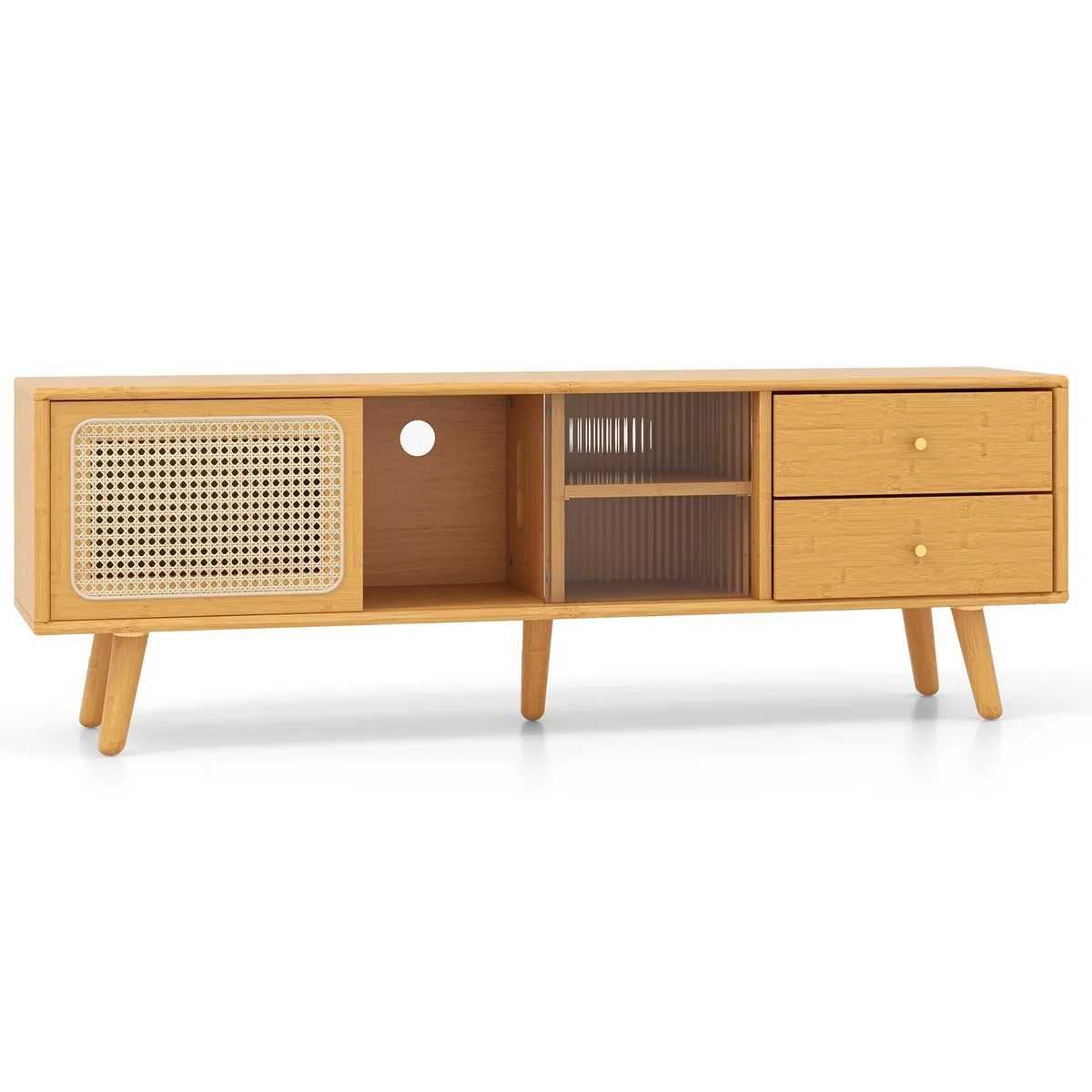 SlickBlue SlickBlue Bamboo TV Stand 55 inch Natural 65 inch TV 285 lbs — product photo