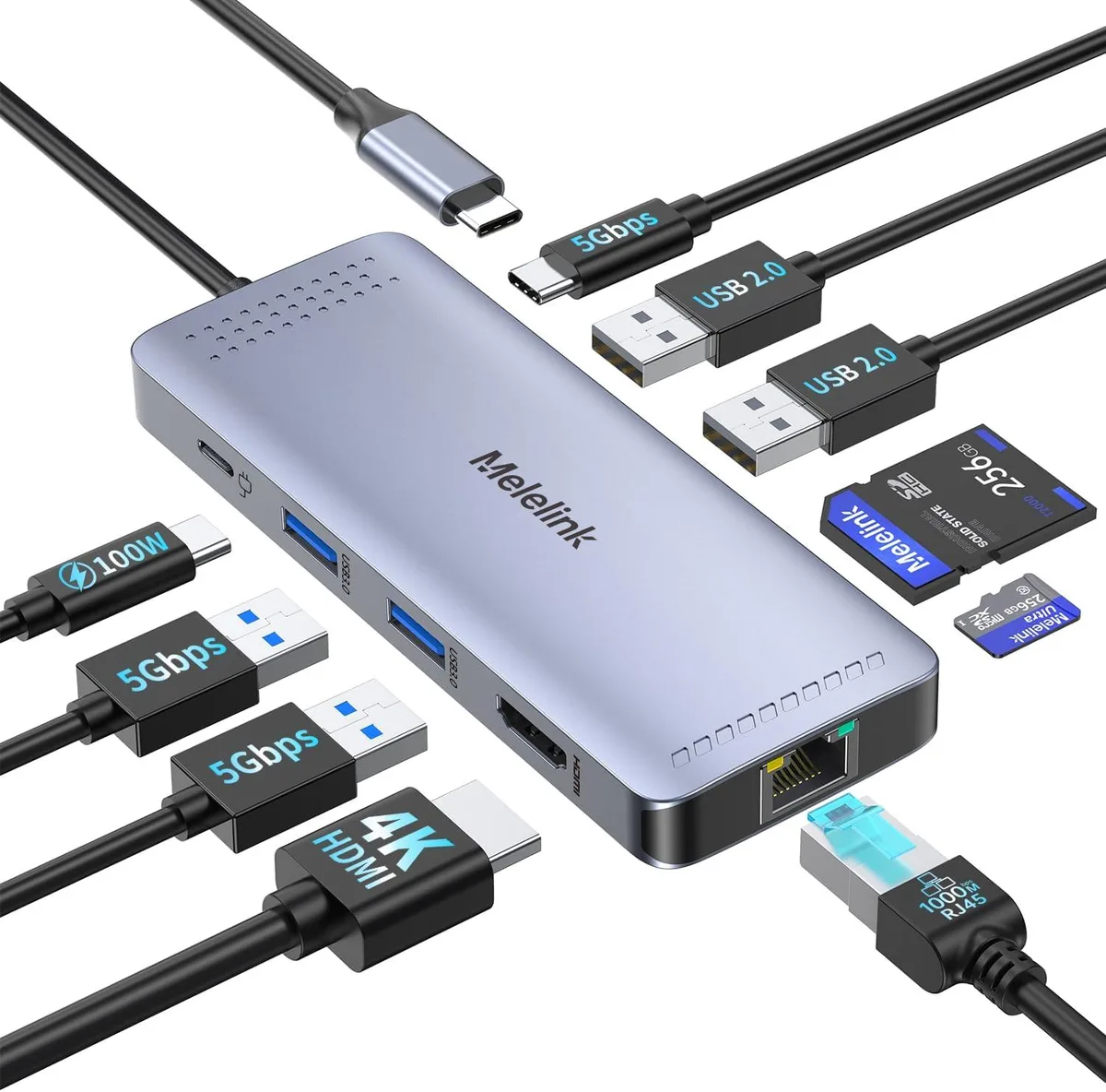 MCHOSE MCHOSE 10-in-1 USB-C Hub 4K@60Hz 100W PD Gigabit Ethernet — product photo