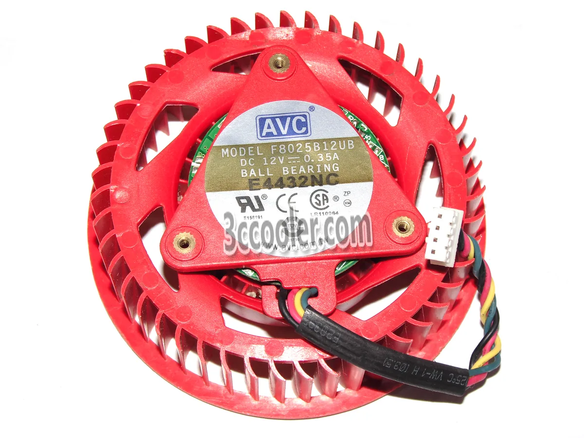 OEM Industries OEM Industries F8025B12UB 80x25mm 12V .35A 4 Pin PWM Red GPU Fan — product photo
