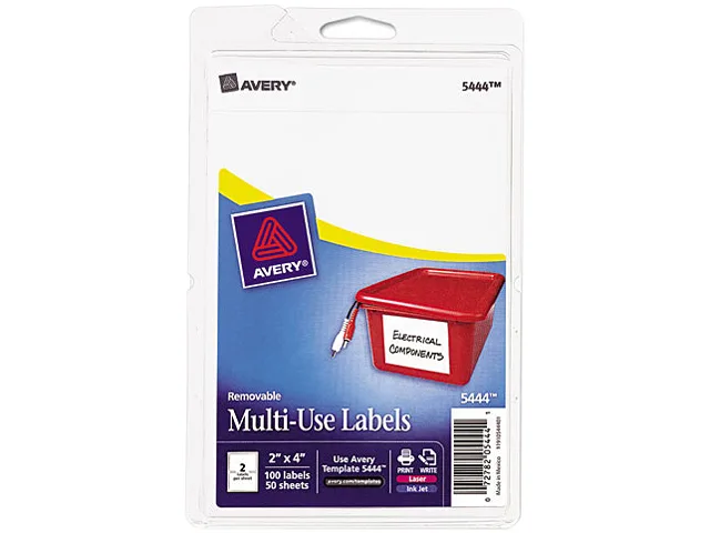 White rectangular removable labels in a pack of 100