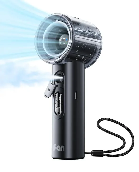  KIMMOO Portable Misting Fan Black 25000 RPM 50 ml 100 speeds USB-C — product photo
