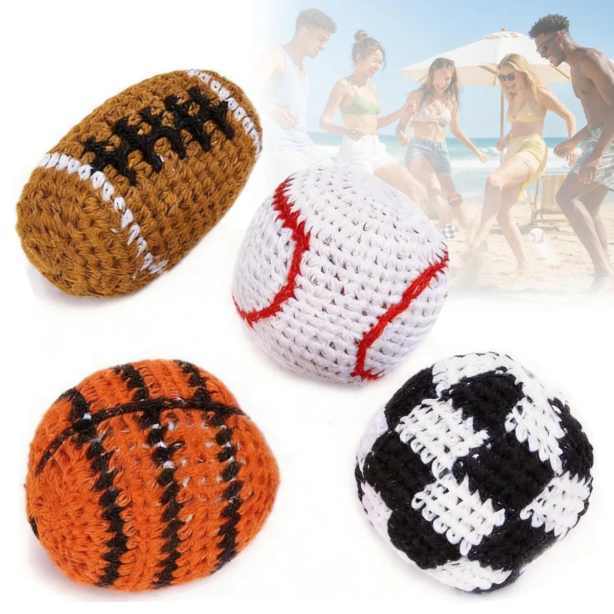  Generic 4-Pack Knitted Footbags Soccer Training Aids — product photo