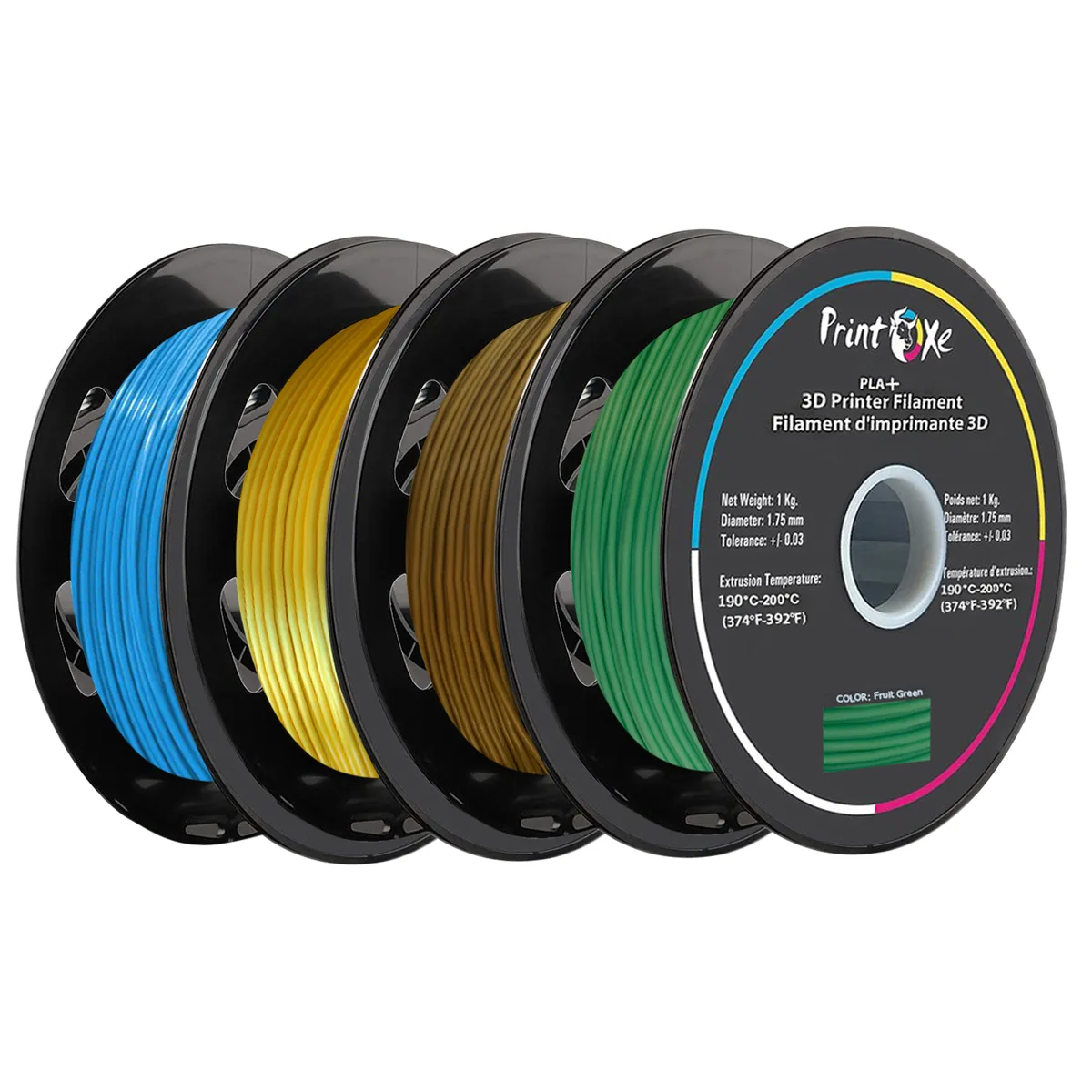 PrintOxe PrintOxe PLA+ Pro 4-colour 1.75 mm filament pack 4 × 1 kg — product photo