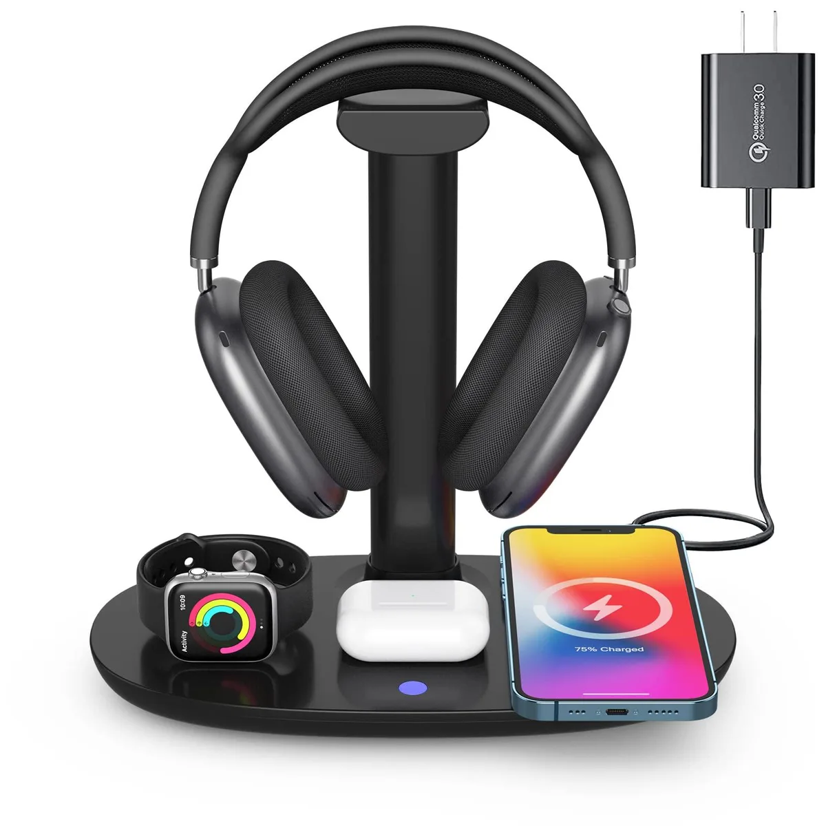  Suguder B15A 4 in 1 Wireless Charger Headphone Stand 15W Black — product photo