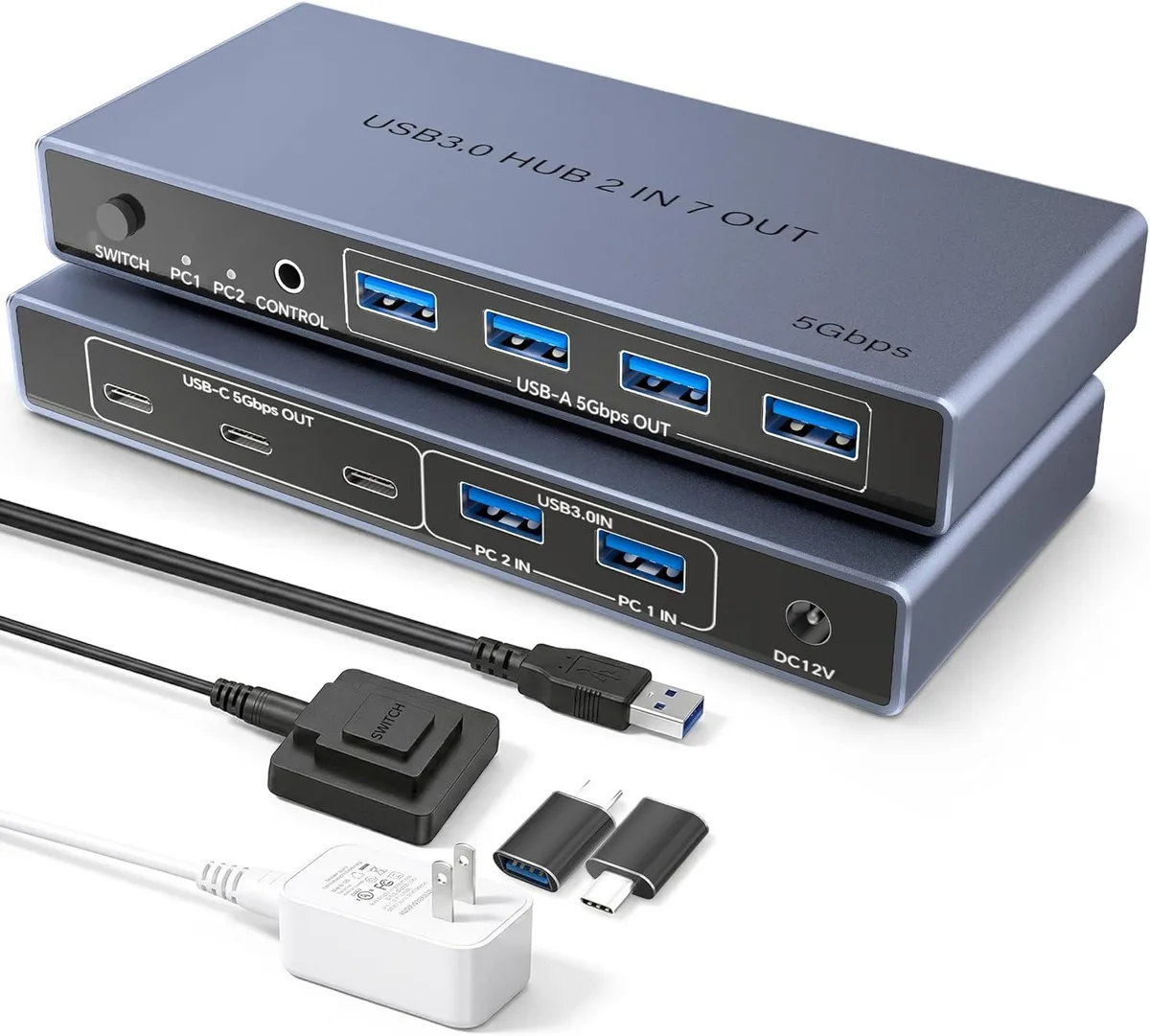 AUTYUE AUTYUE USB 3.0 Switch 2 in 7 Out KVM Switch — product photo