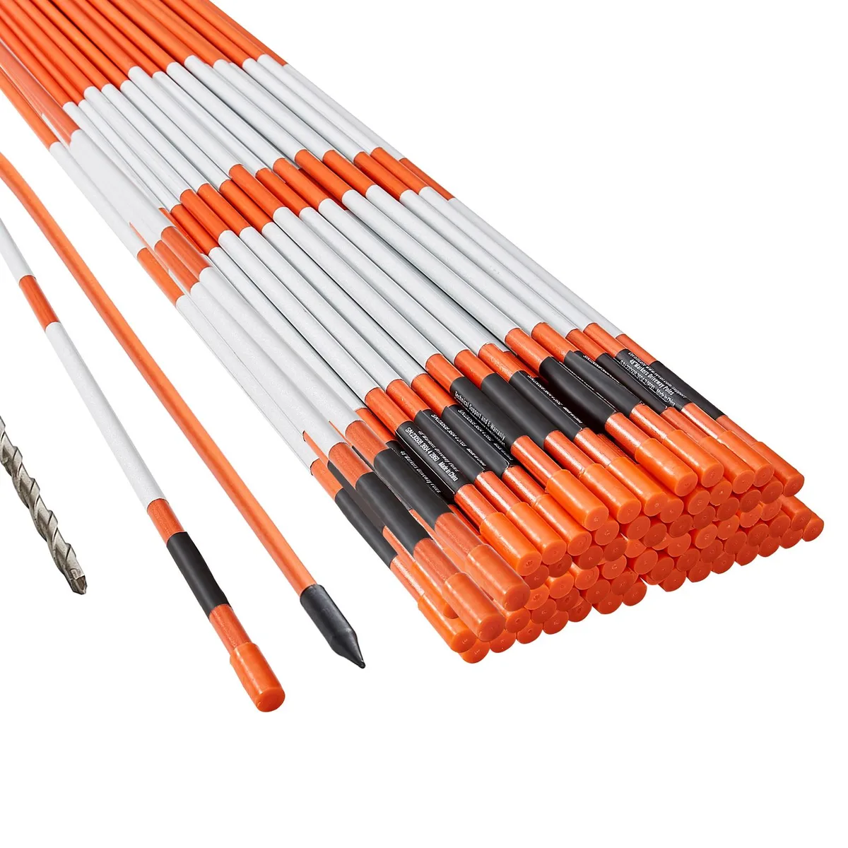 VEVOR VEVOR Driveway Markers 100 PCS 48 inch Orange Fiberglass Poles with Reflective Tape 12 inch Drill Bit Gloves — product photo