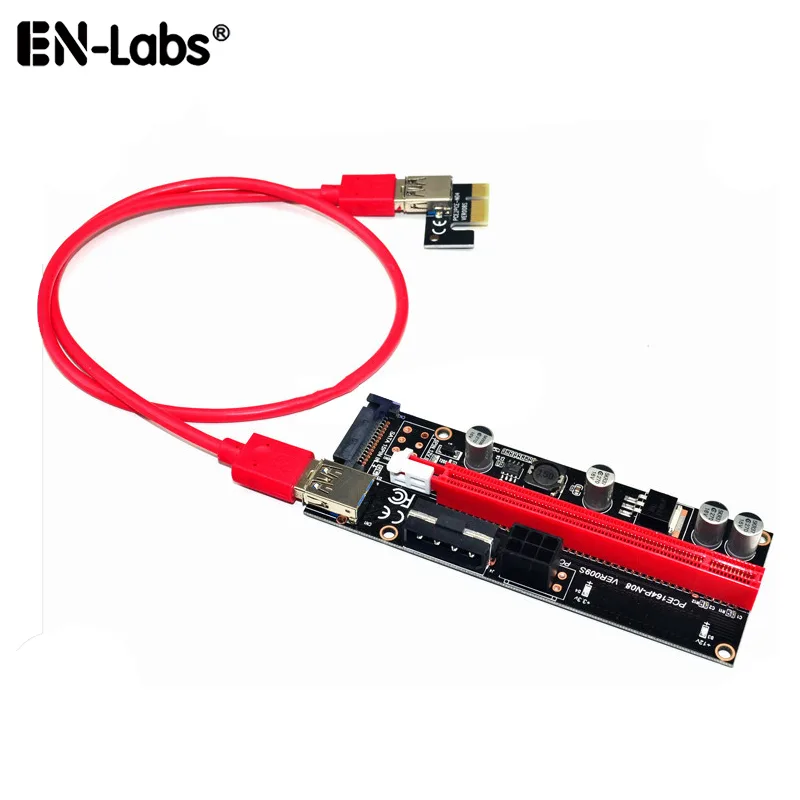 EN-Labs EN-Labs PCIe 1X to 16X Riser Cable 60cm USB 3.0 SATA Power — product photo